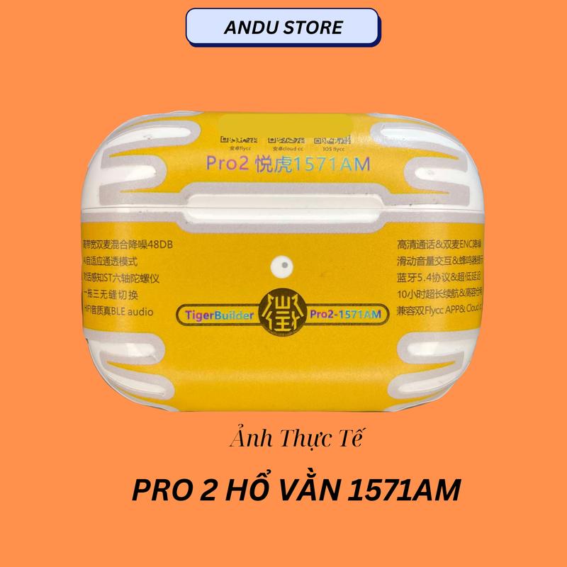 Tai Nghe Bluetooth Pro2 Hổ Vằn 1571AM, Bản Cao Cấp Nhất, Xuyên Âm - Chống Ồn 48db, Micro Khử Ồn ENC, Âm Thanh Không Gian Thực, Nhận Biết Hội Thoại AI, Tặng Ốp 4D Tự Chọn, Bút Vệ Sinh, Củ Và Cáp Sạc 5V-1A | Bảo Hành 6 Tháng-Lỗi 1 Đổi 1, Nhét Tai, Nghe Nhạc 1