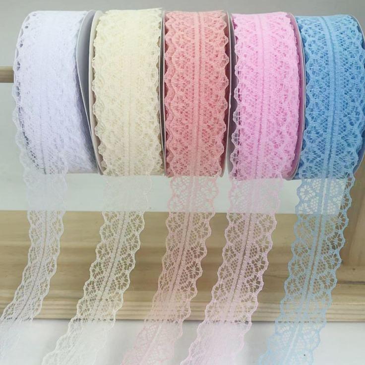 Ruy Băng Ren Bản 2,5cm Viền Hai Biên Nhiều Màu Trang Trí Bó Hoa, dây áo, Phụ Kiện Handmade 2
