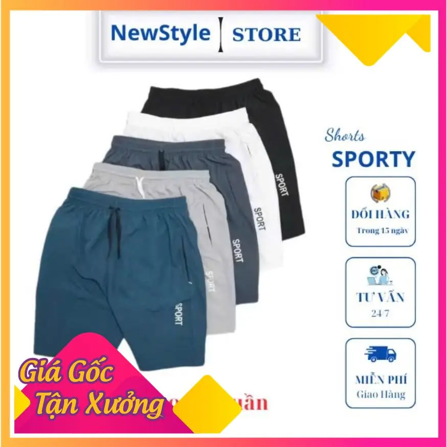Combo 4 quần đùi nam thể thao vải gió mềm, quần short sports nhiều màu, kháng khuẩn, có khoá túi, dây rút, mát lạnh, năng động, co giãn