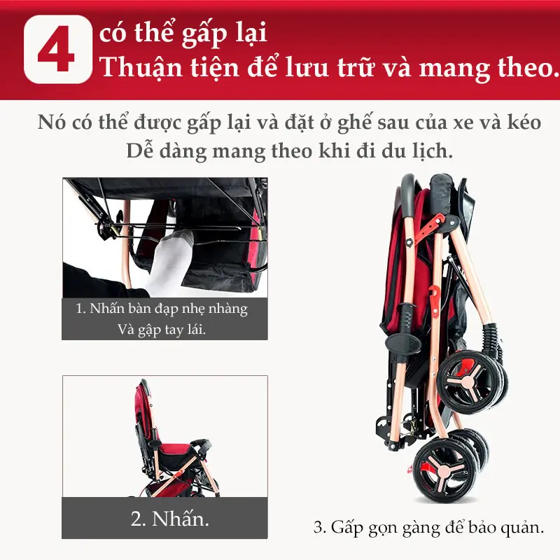 【Còn hàng】beige Xe đẩy cho bé, xe đẩy thế cho bé kèm bàn ăn dặm,gấp gọn, Thích hợp cho mẹ đi mua sắm buổi tối xe đẩy 5