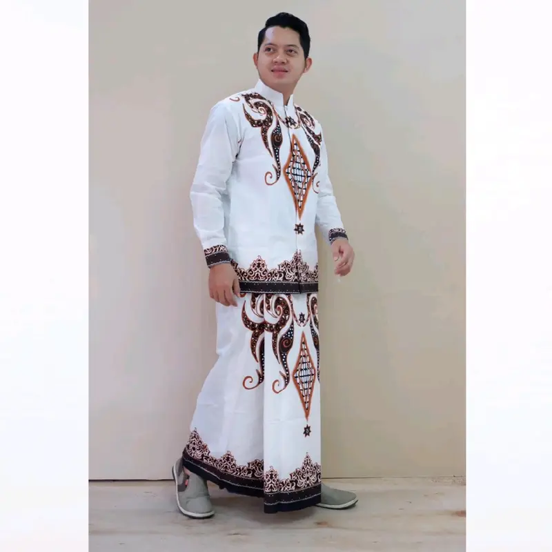 Baju kemeja koko setelan sarung batik solo full furing motif PERMATA PUTIH 2