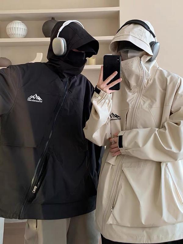 Áo Khoác Gió Nam Nữ Unisex 2 Lớp Cao Cấp Phối Khoá Chéo Cao Cấp Chống Nước Cản Gió Ngăn Tia UV Menswear Jacket