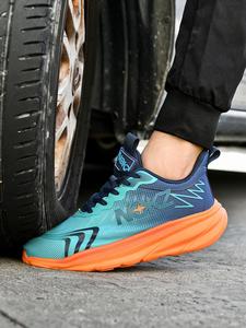 Men's Letter & Striped Print Lace Up Low Top Sneakers, Casual Comfortable Breathable Lightweight Non-slip Work Shoes, Fashionable Anti-smash Safety Shoes for Daily Wear, Boy