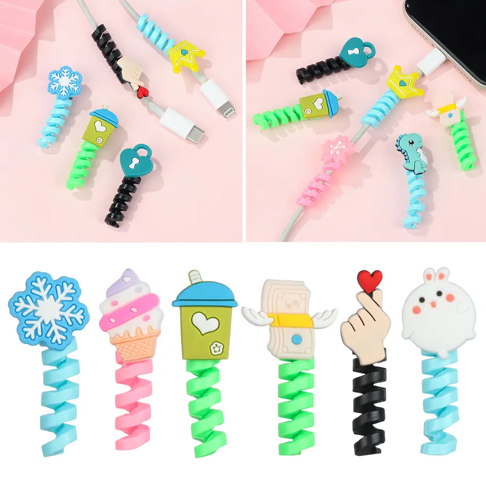 eenee Silicone Protective Case Clip Charging Cable Holder Data Line Protector Cord Protectors Winder Cover