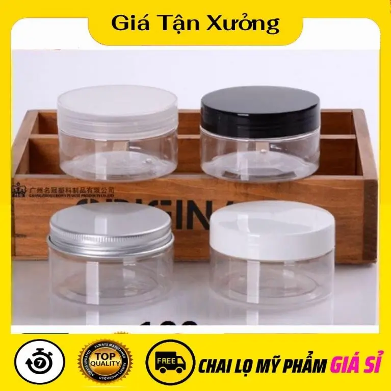[COMBO 5SP] Hủ Hộp Nhựa Pet 50g, 100g, 200g, 250g, 500g Nhiều Màu Đựng Kem, Gia Vị, Đồ Khô, Ngũ Cốc, Chiết Mỹ Phẩm 0