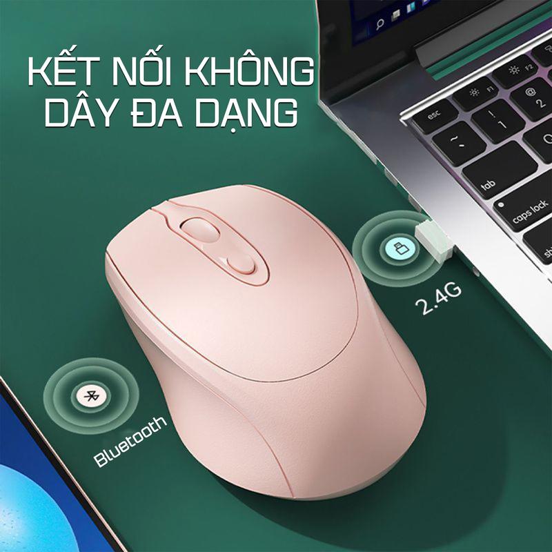 Chuột Không Dây Bluetooth 5.2 & USB 2.4G Âm Click Êm Ái 3 Mức DPI Có Sạc Pin | BigBuy360 - bigbuy360.vn Chuột Không Dây Bluetooth 5.2 & USB 2.4G Âm Click Êm Ái 3 Mức DPI Có Sạc Pin | BigBuy360 - bigbuy360.vn