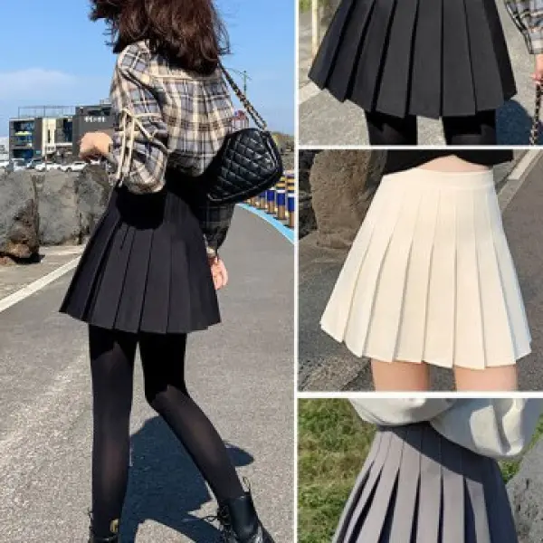 [🔥](Safety Pants + Zipper + Button) Pleated Skirt Jk Uniform Skirt All-Match Skirt Spring And Summer Short Skirt Fashion