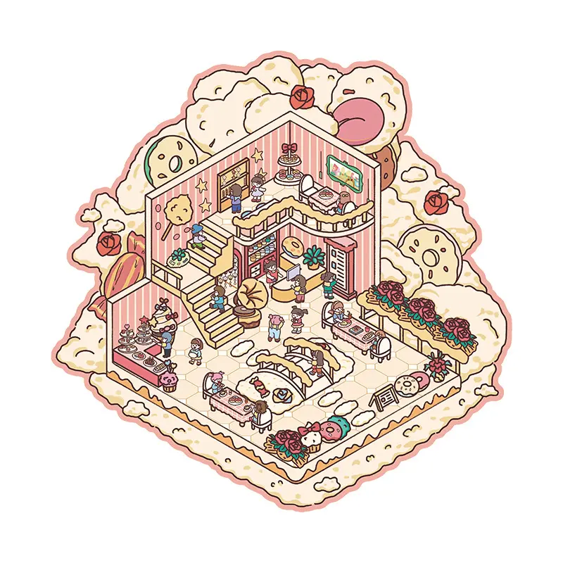 3D stickers, new products on the market, cute miniature scene stickers, creative cartoon DIY stickers, 3D holographic stickers three-dimensional design, holographic dynamic effects, rich scene combinations, personalized matching, easy-to-tear design