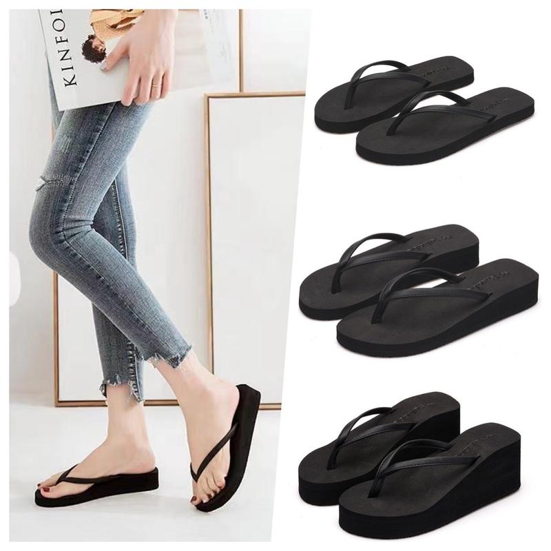 JP-Dép Xỏ Ngón Thời Trang Nhật Bản Và Hàn Quốc Cho Nữ, Màu Trơn, Nhẹ, Gót Thấp, Gót Trung Bình, Đế Phẳng, Nâng Cao, Chống Trượt, Dây Đeo Mỏng, Dép Đi Biển Ngoài Trời DéP GiàY Shoes Đồng