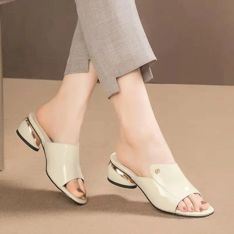 Dép Lười Nửa, Xu Hướng Thường Ngày Cho Nữ, Ngoại Cỡ, Phong Cách Quốc Tế Thương, Hàng Mới Về Mùa Lò Xo Và Mùa Hè 2024, Thiết Kế Chữ Kim Loại, Thương Mại Biên Giới, Xuyên Biên Giới 3