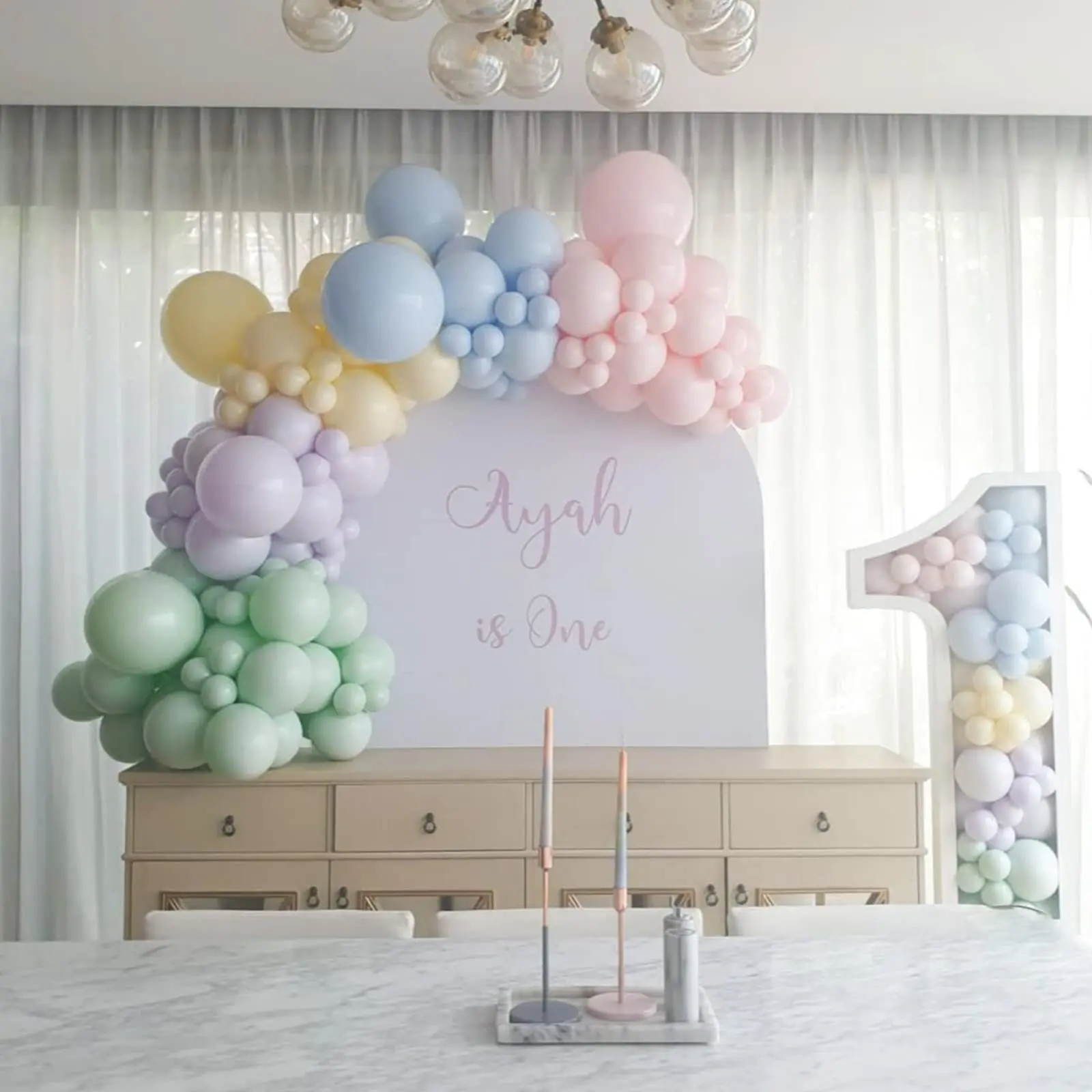 Hot Sale Colorful Macarons Rubber Balloons Suit Children's Birthday Party Girl Bath Background Decoration Aluminum