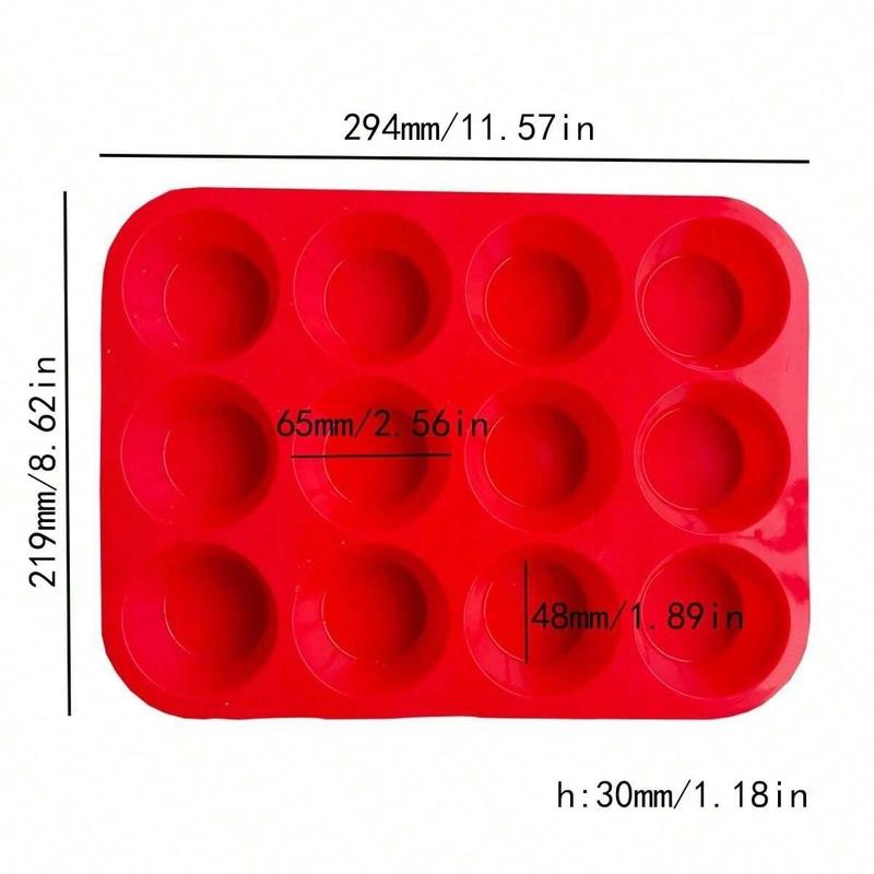 12-hole Silicone Baking Mold, 1 Count Non-stick Heat Resistant Baking Mould, Baking Tool for Cake, Muffin, Cupcake, Kitchen Supplies 1