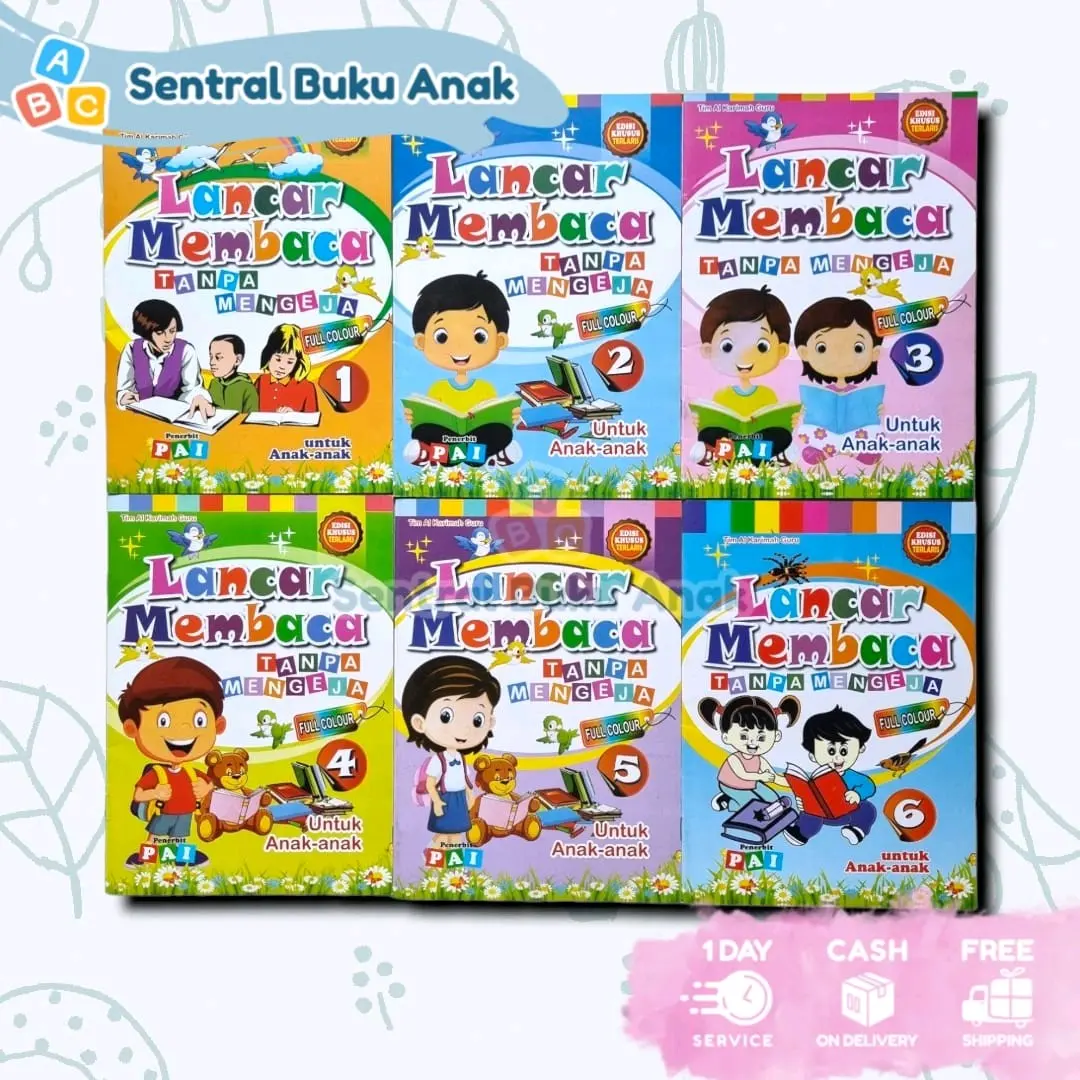 Paket Isi 6 Buku Lancar Membaca Tanpa Eja Full colour - Buku Belajar Membaca PAUD TK