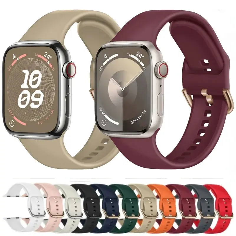 Silicone strap For Apple watch 10 9 8 7 6 5 4 3 SE 46mm 45mm 41mm 44mm 42mm 40mm Sport watch replacement wristband For iwatch Ultra 49 mm