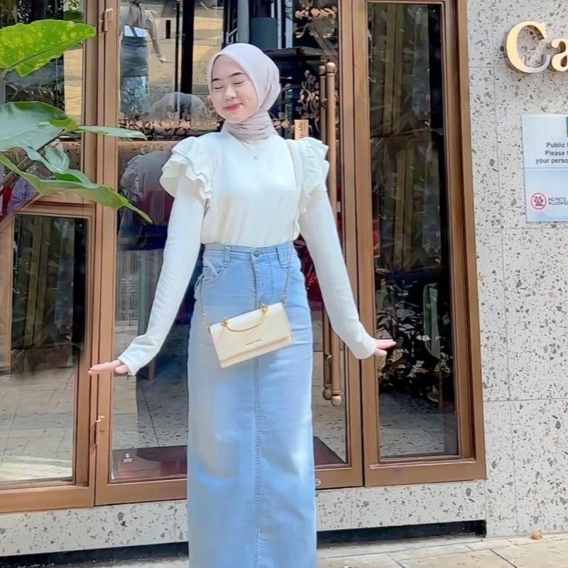 Dexalove Collection - Fira Ruffle Atasan Wanita Tangan Panjang Muslim Simple 1