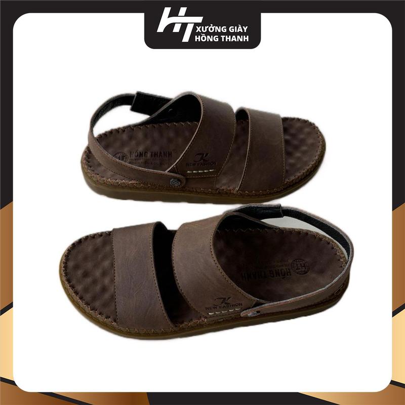 HT.59 Giày Sandal da Nam{khâu chỉ toàn bộ}*HỒNG THANH*Giày san đan *Chống nhăn -chống thấm nước $ Qoai nhị $ Da xít lót da bò € Đế cao su đúc - chống mòn; cao 2,5cm- bảo hành một năm! Sandal Nam Đế Bằng DéP