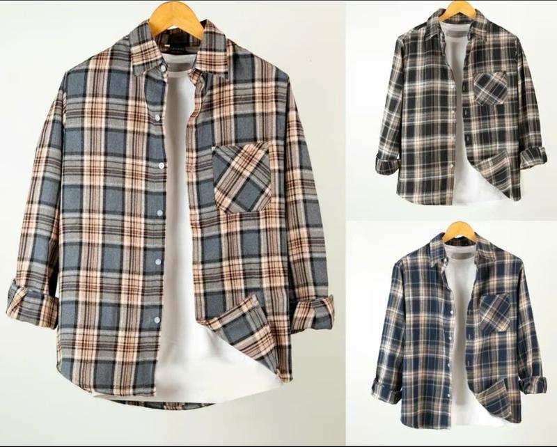Áo Sơ Mi Flannel Kẻ Caro Dài Tay , Áo Khoác Sơ Mi Nam Nữ Thời Trang Chất Cotton Nỉ Dày dặn Thoáng Mát , Mix Túi Ngực Menswear -STORE CHUYÊN SỈ