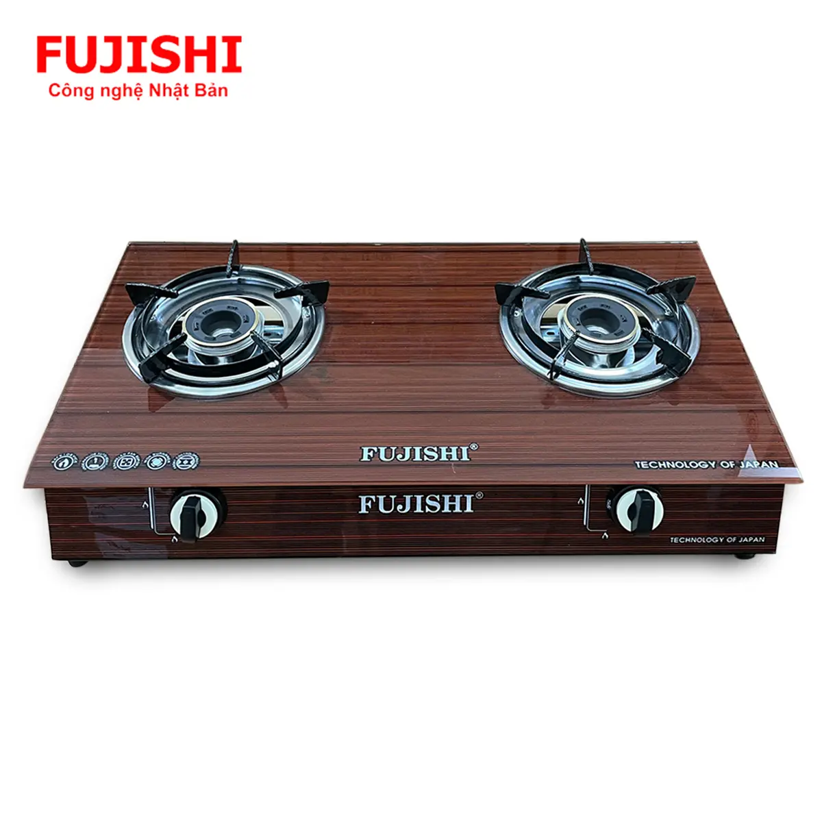 Bếp gas CHÉN ĐỒNG FUJISHI FJ-086D - KÍNH ĐỎ - KHUNG BẾP CAO 10 PHÂN - MÂM CHIA LỬA NGUYÊN KHỐI LỚN - Lửa xanh tiết kiệm gas - Bảo hành chính hãng 02 Năm