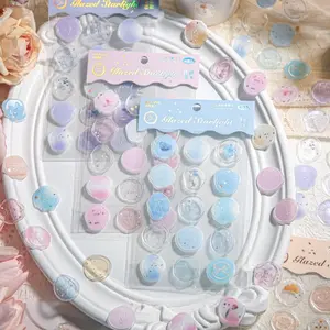 15 Pcs/ Pack Sticker Sealing Wax Glazed Starlight Gel Sticker Estetik Scrapbook Journal Sticker 3D