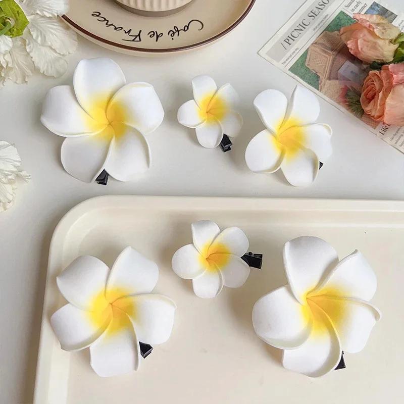 Product Introduction of Fashion Women Plumeria Flower Hair Clips Girls Aesthetic Hairpins Egg Flower Barrette Party Bag Hair Accessories 28