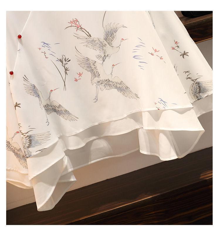 Product Introduction of Quần Áo Nữ, Cỡ Lớn, Bộ Hai Mảnh Áo Và Váy, Phong Cách Mùa Hè Cổ Xưa Cải Tiến Sườn Xám, Thiết Kế Đặc Biệt, Thích Hợp Cho Cô Gái Đầy Đặn, 2024 Top Women Pants Polo Jacket 7