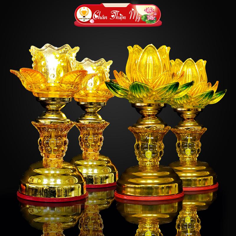 Đèn Bàn Thờ Hoa Sen Cao Cấp Kèm Led Siêu Sáng CHÂN THIỆN MỸ, Đồ Thờ Cúng Gia Tiên, Trang Trí Bàn Thờ Phật Decor Decor Phòng