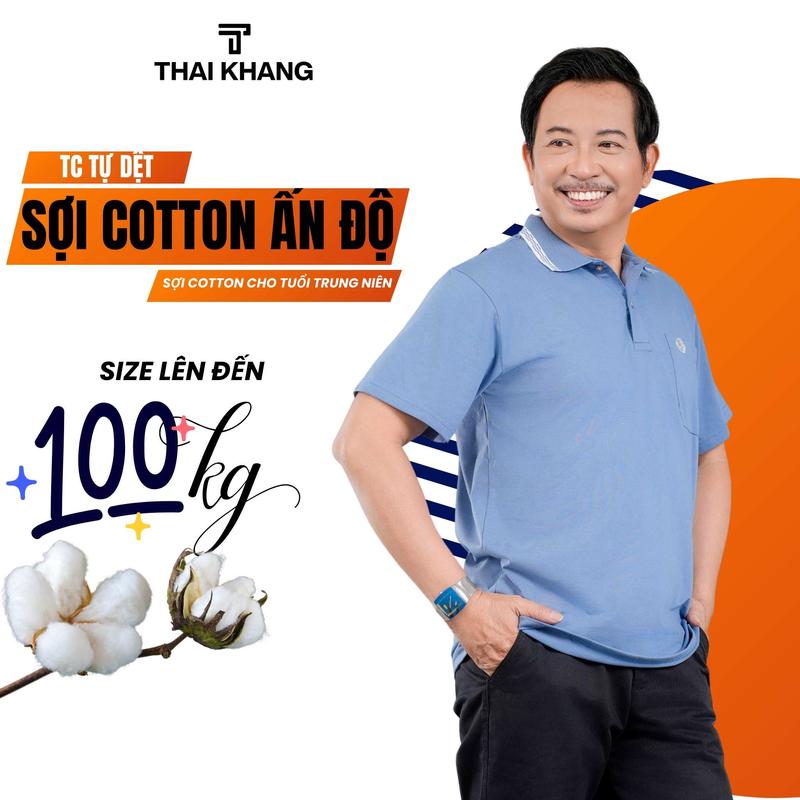 Áo thun nam trung niên vải cotton do Thái Khang tự dệt dày mềm thấm hút tốt size từ 45-85kg ATK6 Menswear Top Polo Có Cổ Ngắn Tay Shirt Tay Ngắn Cộc Tay