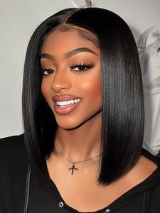 14 Inch Short Bob Wigs for Women, Gorgeous Fluffy Wigs without Bangs, Human Hair Wigs for Party, Daily Use