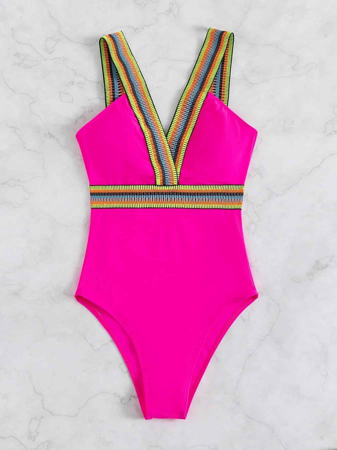 Women's Colorblock Cut Out Contrast Binding One-piece Swimsuit, Casual Boho Sleeveless Swimwear, Summer Clothes Women, Swimwear for Holiday Beach