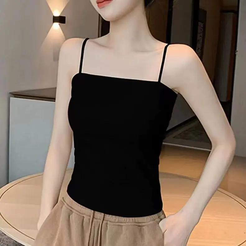 Áo Yếm Dài, Áo Sơ Mi Lớp Cơ Sở Nữ, Áo Ống, Chống Lộ, Có Đệm Ngực Cố Định, Phong Cách Dễ Thương Và Gợi Cảm, Có Thể Mặc Bên Trong Top Denim Women