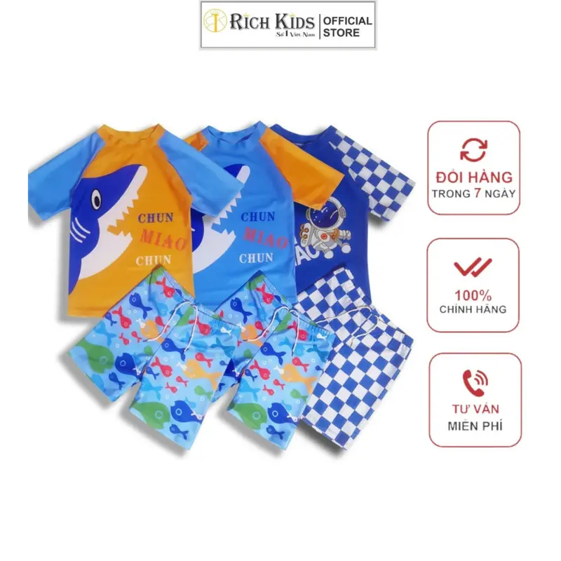Bộ Đồ Bơi Rời Cho Bé Trai Hãng Richkids In Hình Cá Mập Dễ Thương 0