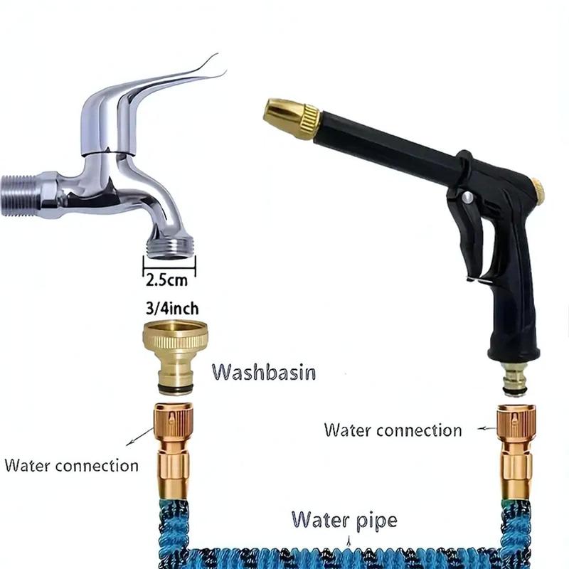Car Wash Hose with Sprayer, Retractable Garden Hose with Multifunctional Sprayer, Adjustable Watering High Pressure Car Wash Tool 2