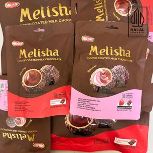 Mr Sif Melisha Cookies Coated Milk Chocolate Cookies Strawberry Coklat Snak Makanan Choco