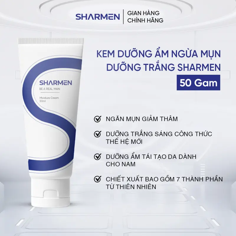 Kem dưỡng Sharmen cấp ẩm dưỡng trắng ngừa mụn giúp da bóng mịn tuýp 50ml 6