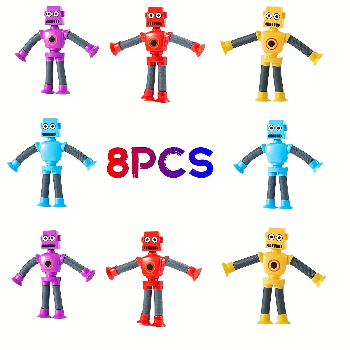8-Piece Retractable Sucker Robot Toys-Perfect for Halloween and ...