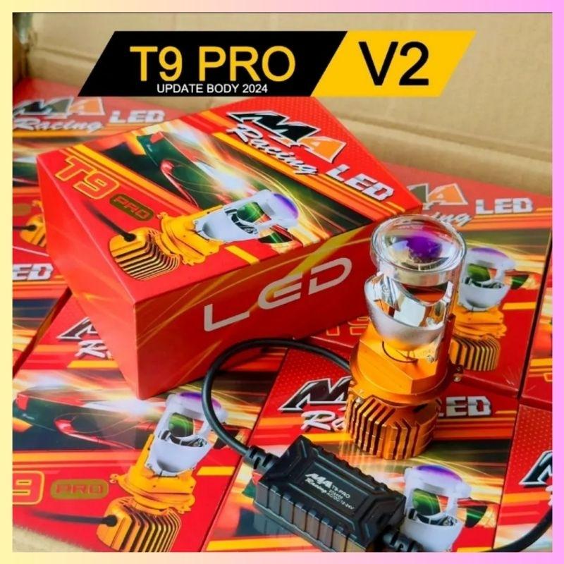 Đèn Pha Led Bi Mini T9 Pro Vỏ Cam chân H4 Phiên Bản Mới [2024 ] 60W MA Racing Sáng Hơn Bi Cầu To 3.0 Phụ Tùng Đèn