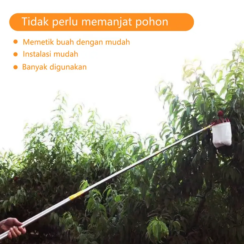 Pemetik Buah nyaman cepat Pemetik Buah Teleskopik ketinggian tinggi gunting buah yang dapat disesuaikan Baja Bulat Keranjang 5