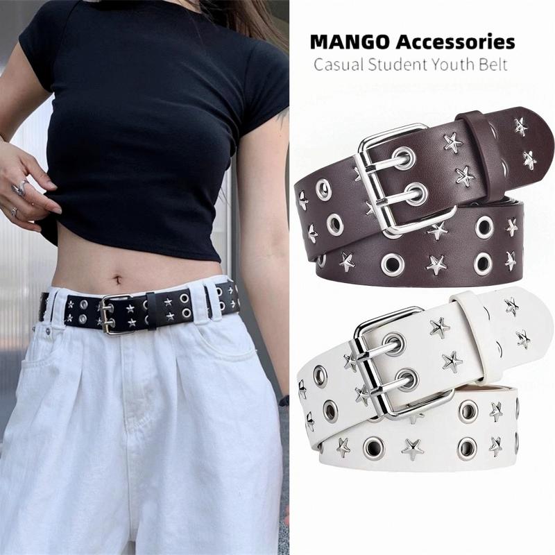 Thắt Lưng Cho Nữ, Phong Cách Y2K, Phong Cách Punk, Đồ Trang Trí Lỗ Hai Hàng, Cá Tính Hip-Hop