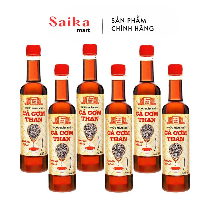 Thùng 6 chai nước mắm nhỉ cá cơm than Làng Chài Xưa 525ml/chai sánh đặc thịt cá 300 năm truyền thống phù hợp làm nước sốt, gia vị Cay Chua 3