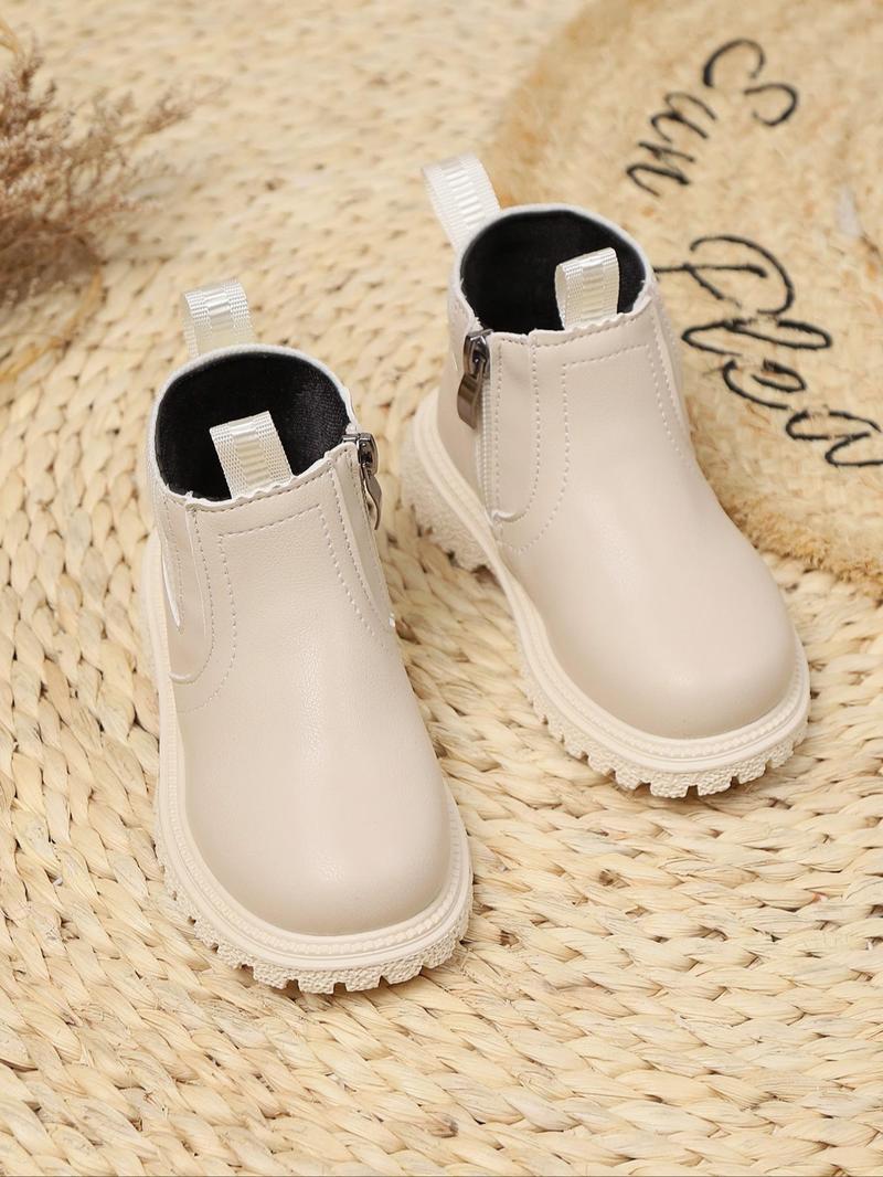 Product Introduction of Fashionable Solid Color Zipper Design Boots, Casual Comfortable Boots for Daily Wear, Trendy All-match Boots for Girls 4