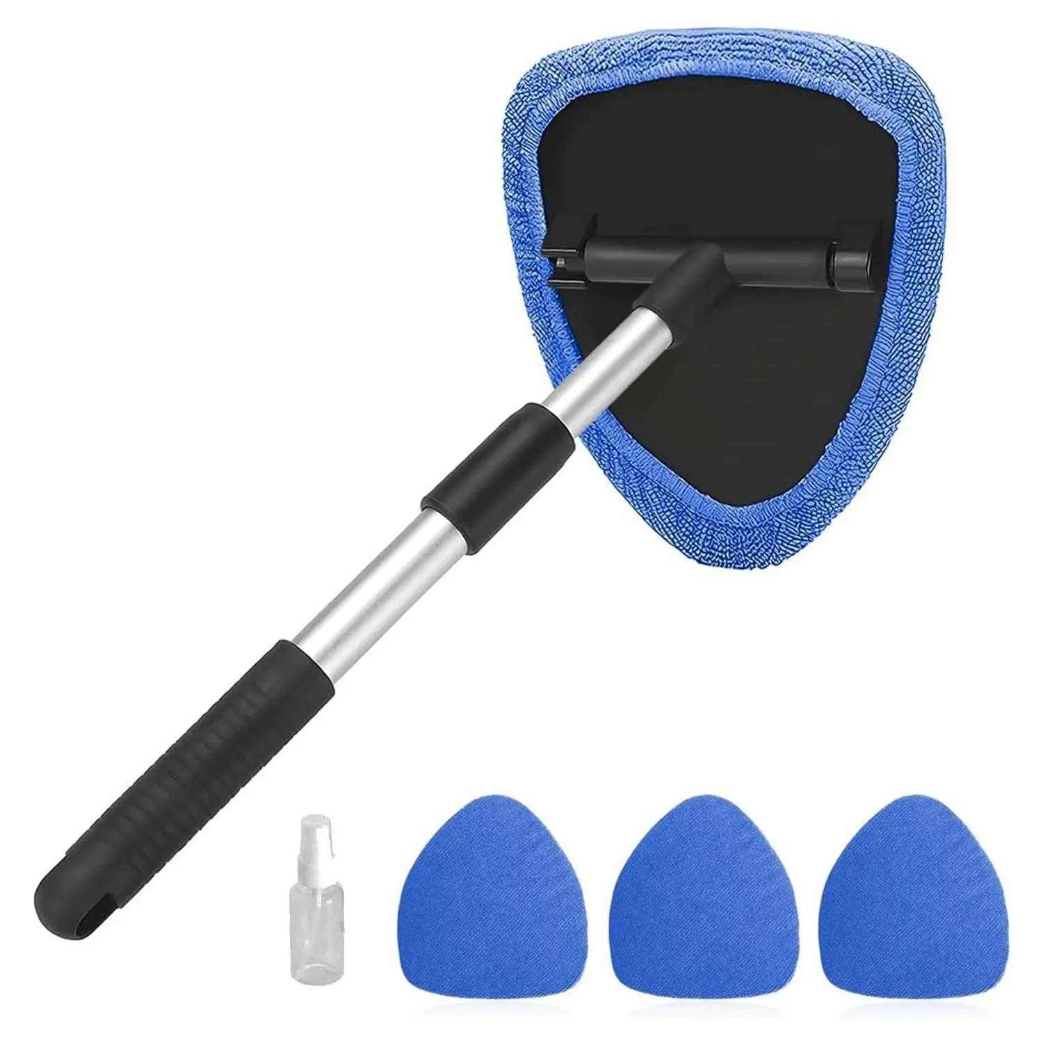 Car Windshield Cleaning Tool with 4 Reusable & Washable Microfiber Pads, Car Windshield Cleaning Tool with Extendable Handle, Car Accessories