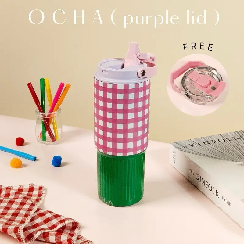 【COD】Tumbler Aesthetic Botol Minum Lucu 900ML Thermos Aesthetic Handle 2IN1 Anti Tumpah Dan Tahan Panas Dan Dingin Stainless Steel 304 Vacuum 7