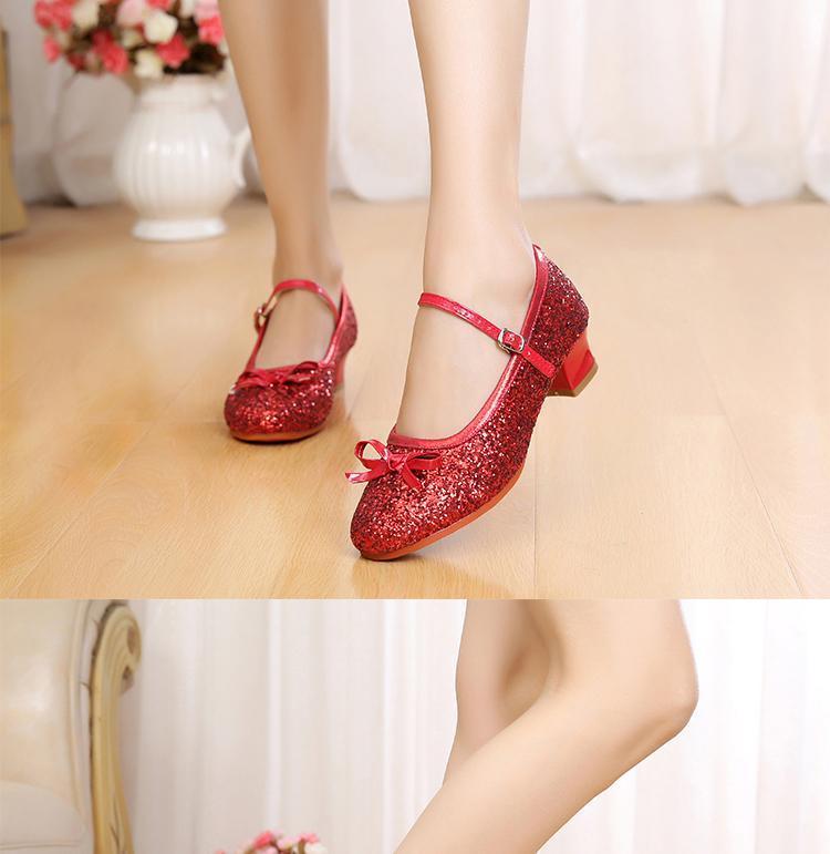 Product Introduction of Autumn and Winter Children Girls Latin Dance Shoes Children Girls Soft Bottom Dance Shoes High Heel Princess Performance Beginner Just Nam 14