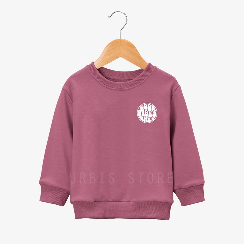 Sweater Anak Usia 3-13 Tahun Laki-laki Perempuan Motif Sablon GOOD VIBES ONLY Bahan Tebal Premium Fashion 1