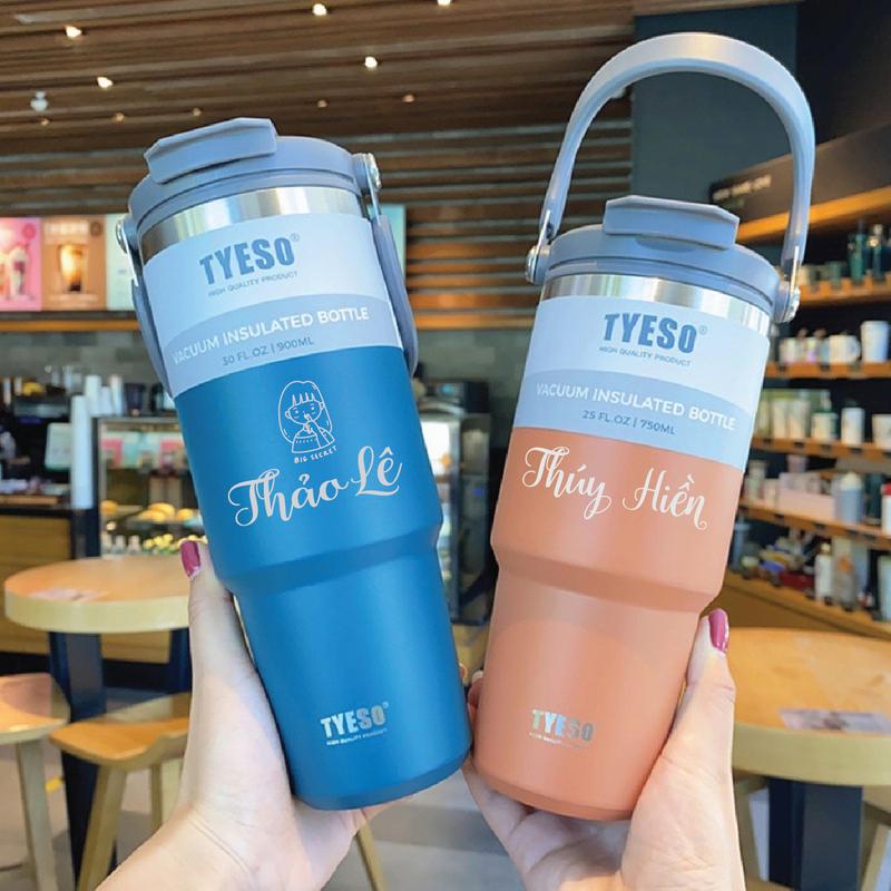  Ly giữ nhiệt cao cấp Tyeso có ống hút vỏ chống xước inox 304 tặng kèm túi và sticker 