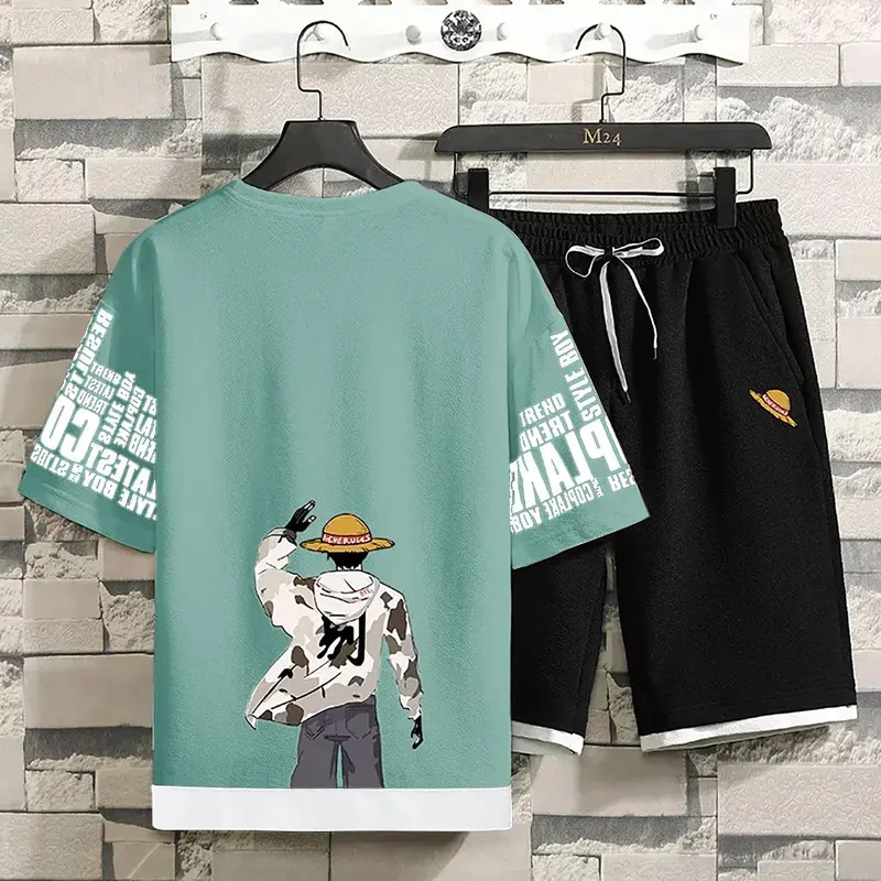 Bisa Cod/Kaos Distro Cowo/Setelan Topi - Setelan Atasan Kaos Celana Pendek/1 set outfit cowok (M-L-XL) 2