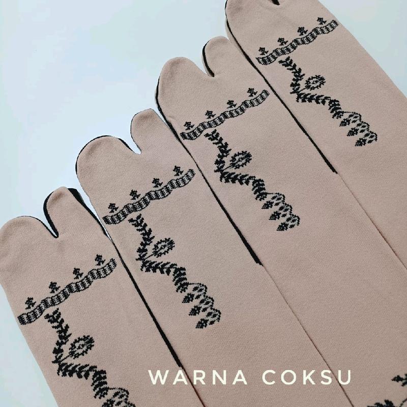 Lusinan kaus kaki muslimah motif Kiri Kanan panjang L sebetis / kaos kaki jempol / kaos kaki wanita muslimah dewasa / nylon spandek 100% / kaos kaki tawaf umroh Coklat dan banyak warna 2
