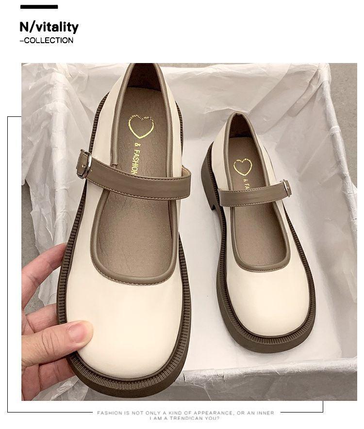 Product Introduction of Fashionable Thick-Soled Mary Jane Leather Shoes 2024 Soft-Soled Buckle Retro Low-Cut Chunky Heel Shoes with Single-Layer Shoes 13