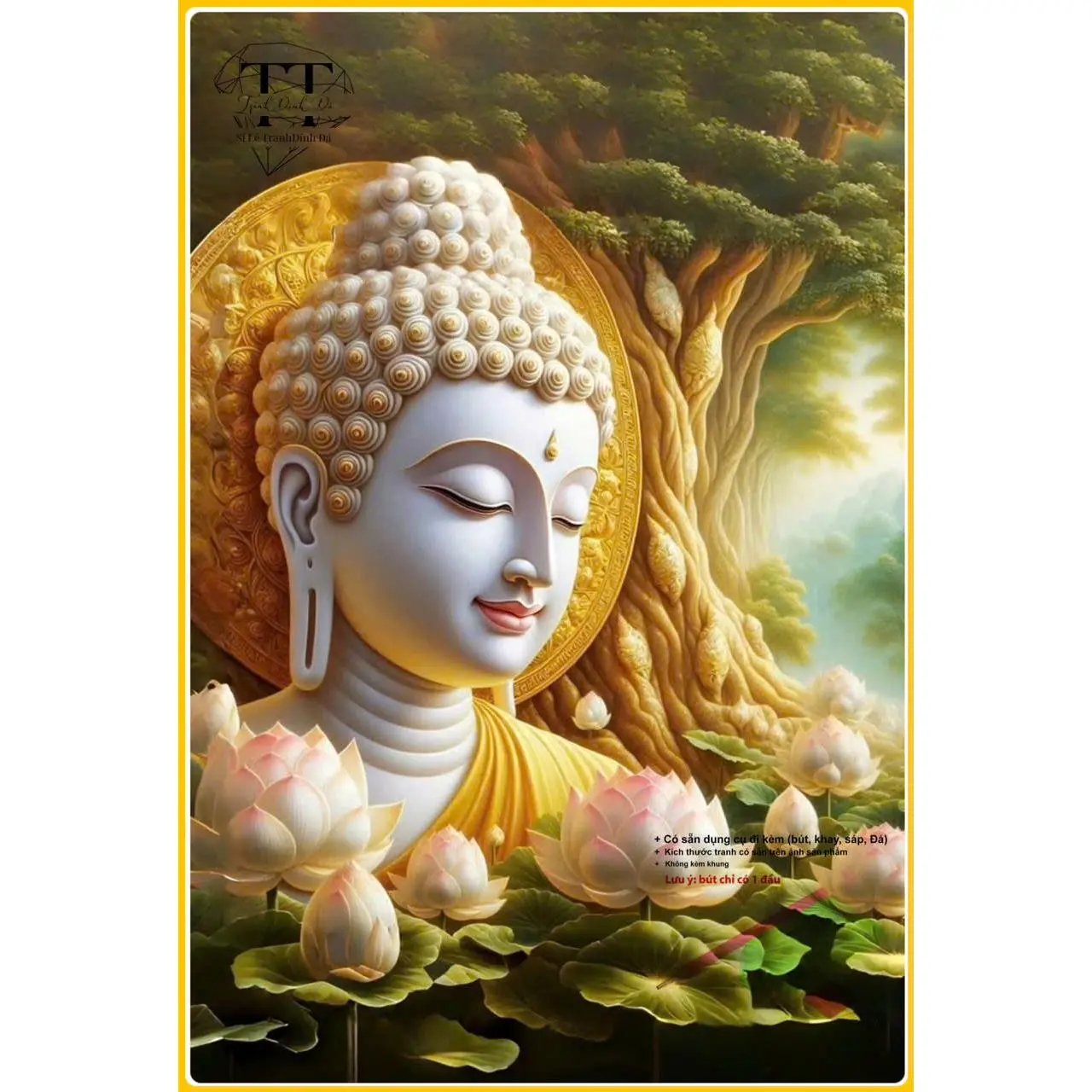 Tranh Đính Đá tự hoàn thành 30x40cm Thiền Tịnh Handmade Diy