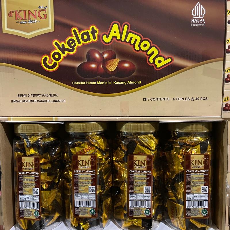Dking coklat almond isi 4 toples ( COD )  kacang almond utuh lapis coklat 2